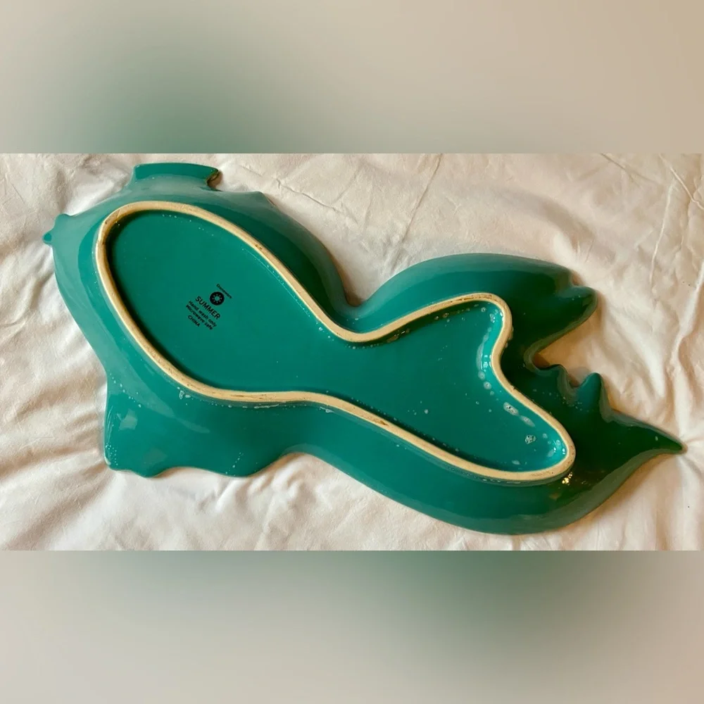 Thrift Store Find 1 Vintage Food Safe Teal🐟 Shaped Plate/Platter/Bowl/Decoration